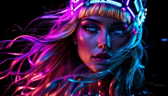 盛世棋牌 - 随时随地掌上畅玩赛博朋克霓虹女王主视觉形象